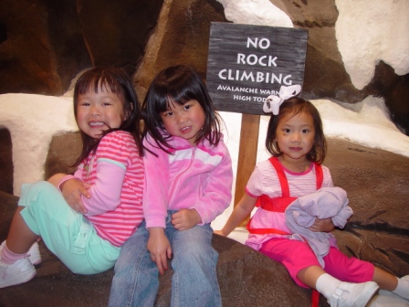 Leah, Kasen, Mia rock climbing